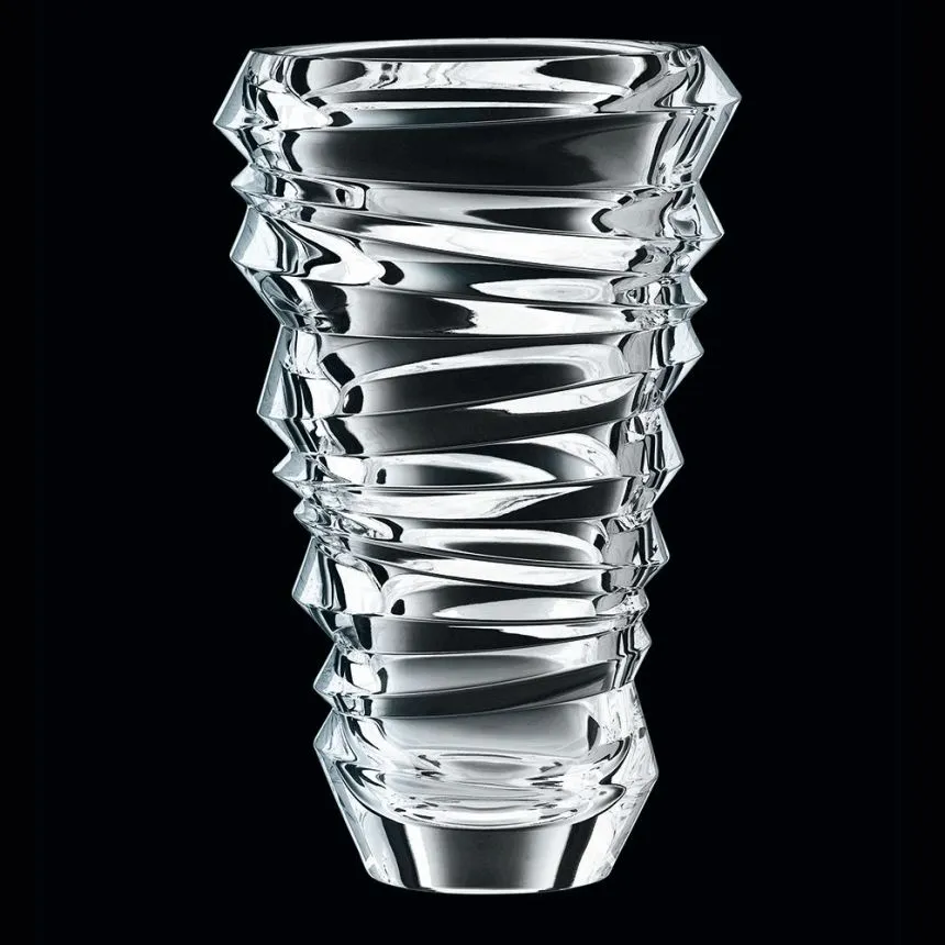 [NAT0086] Slice Crystal Vase – 11" (28cm) – German Lead Crystal