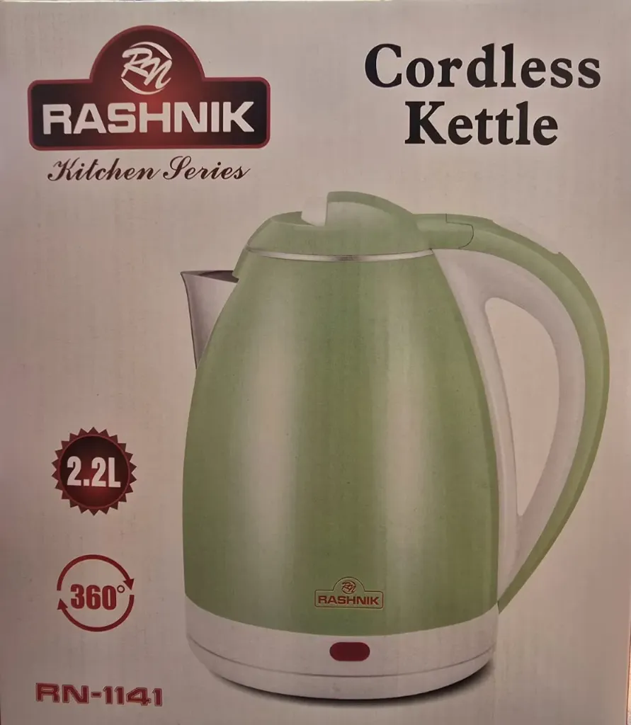 [rn-1141] Rashnik RN-1141 Electric Kettle 2.2L – Stainless Steel, Double-Layer Insulated Body