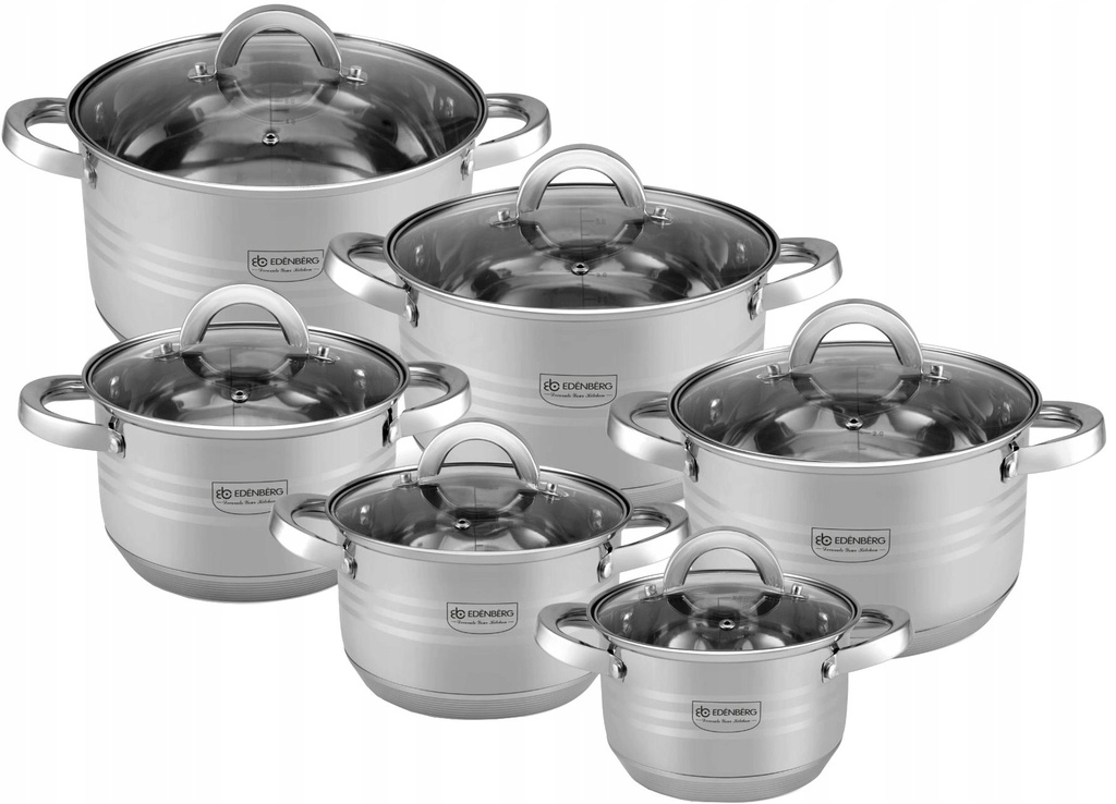 [eb-4014] Edenberg Stainless Steel 12-Piece Pot Set (EB-4014)