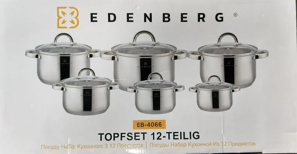 [eb-4066] Edenberg Premium 12-Piece Stainless Steel Cookware Set (EB-4066)